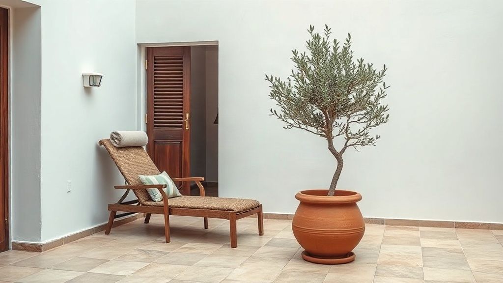 Tiled patio of a holiday home
