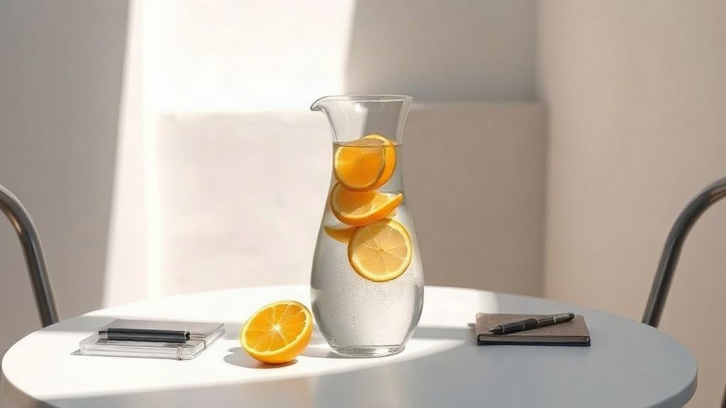 Agua fresca en la terraza de un alquiler vacacional