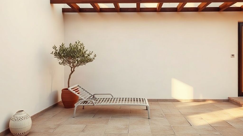 Patio con olivo de una vivienda turística
