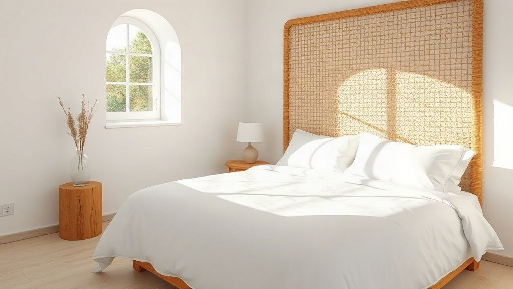 Bright bedroom of a vacation rental