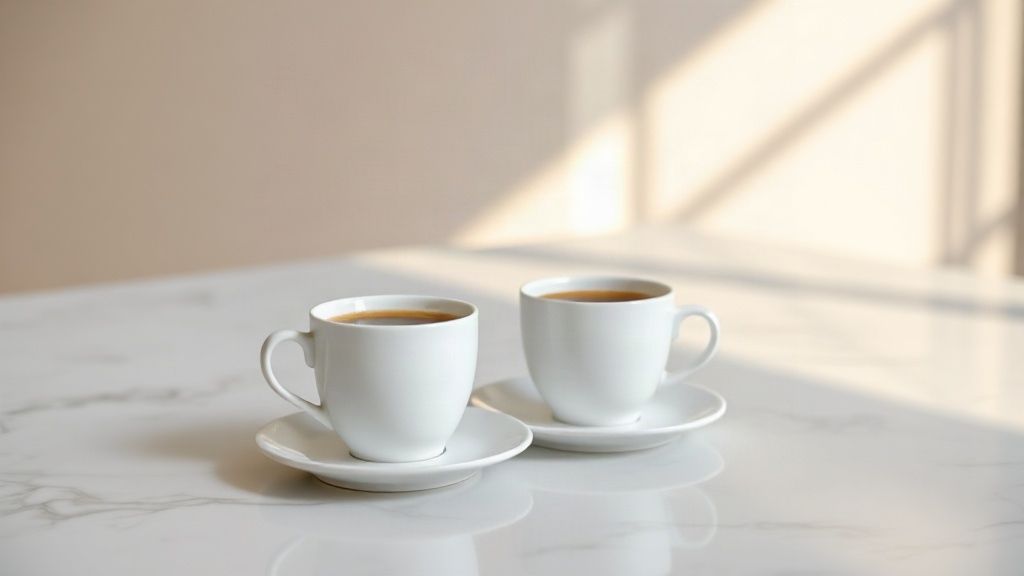 Welcome coffee in a holiday apartment