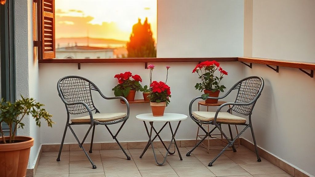 Cozy terrace of a holiday apartment