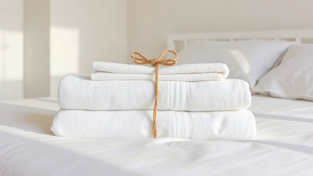Fresh towels prepared for guest arrival