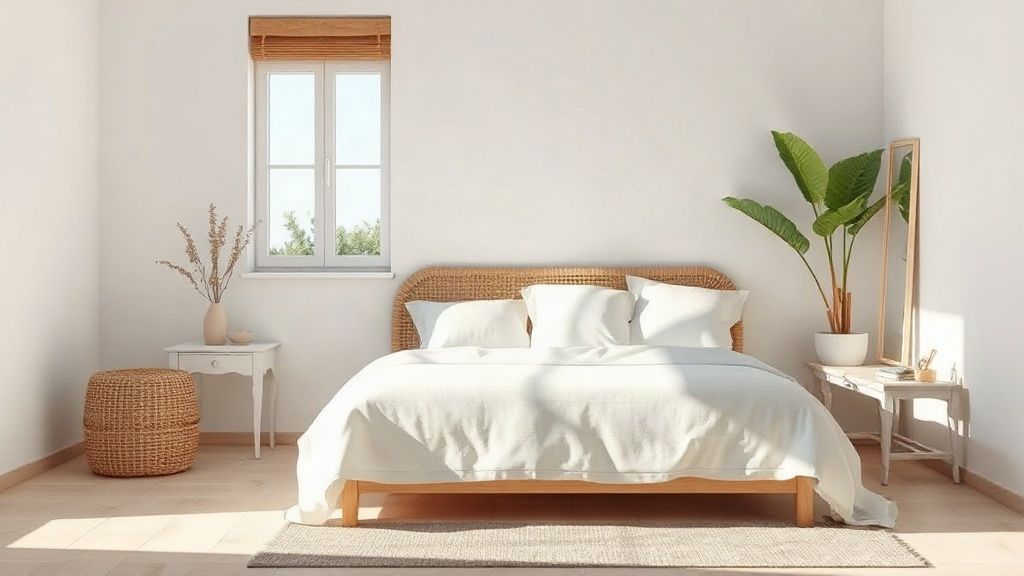Bright bedroom of a vacation rental