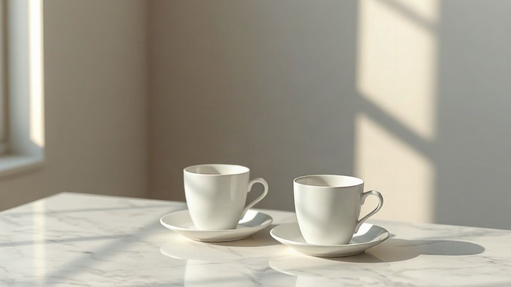 Welcome coffee in a holiday apartment