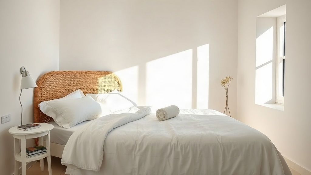 Bright bedroom of a vacation rental