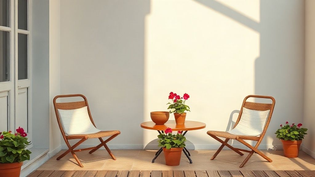 Cozy terrace of a holiday apartment