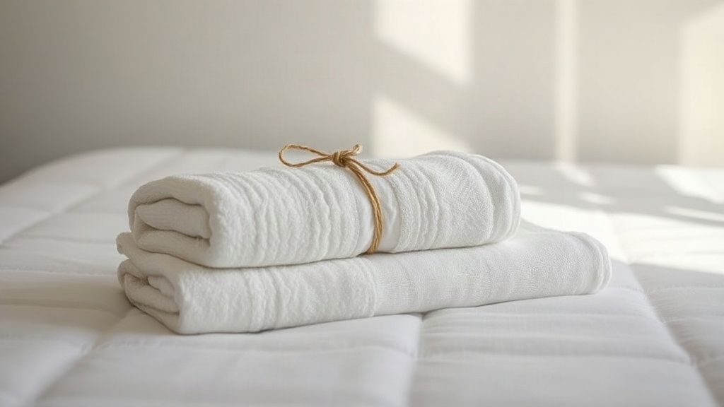 Fresh towels prepared for guest arrival