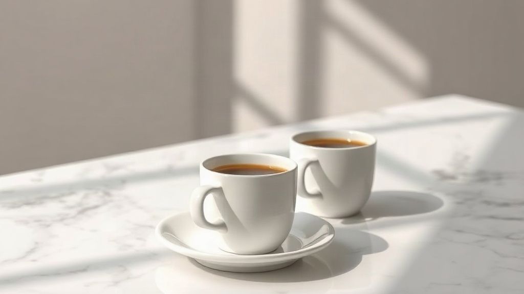 Welcome coffee in a holiday apartment
