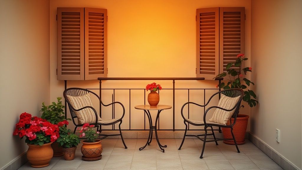 Cozy terrace of a holiday apartment