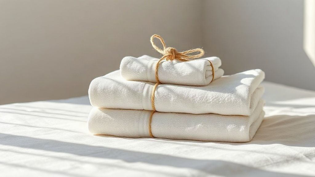 Fresh towels prepared for guest arrival