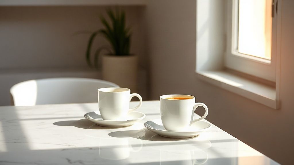 Café de bienvenida en un apartamento turístico